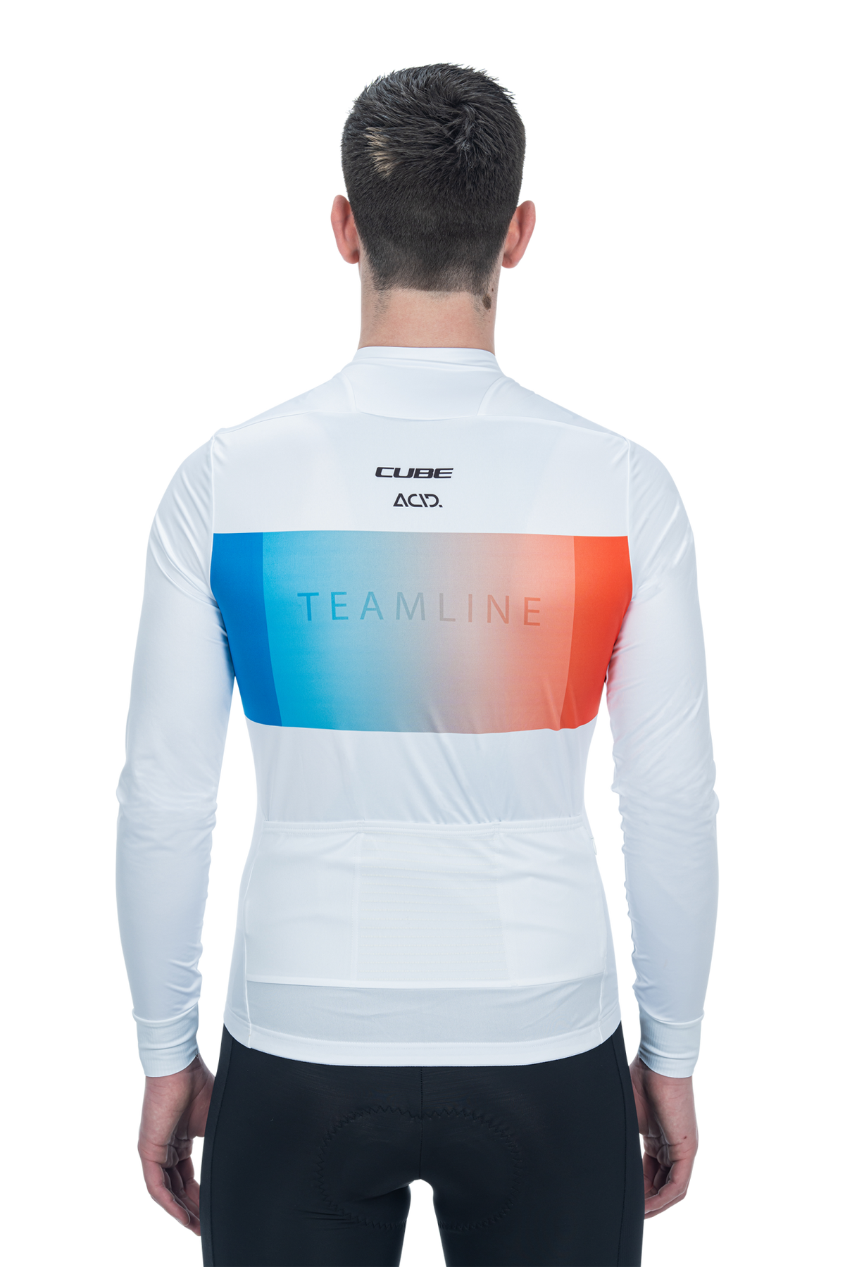 Tricou CUBE Teamline L/S White/Blue/Red