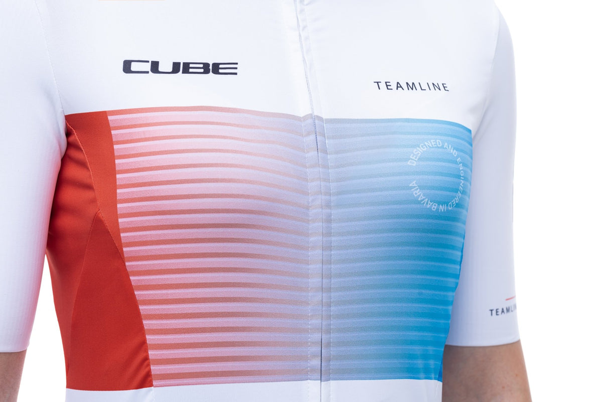 Tricou CUBE Teamline WS Jersey S/S White/Blue/Red