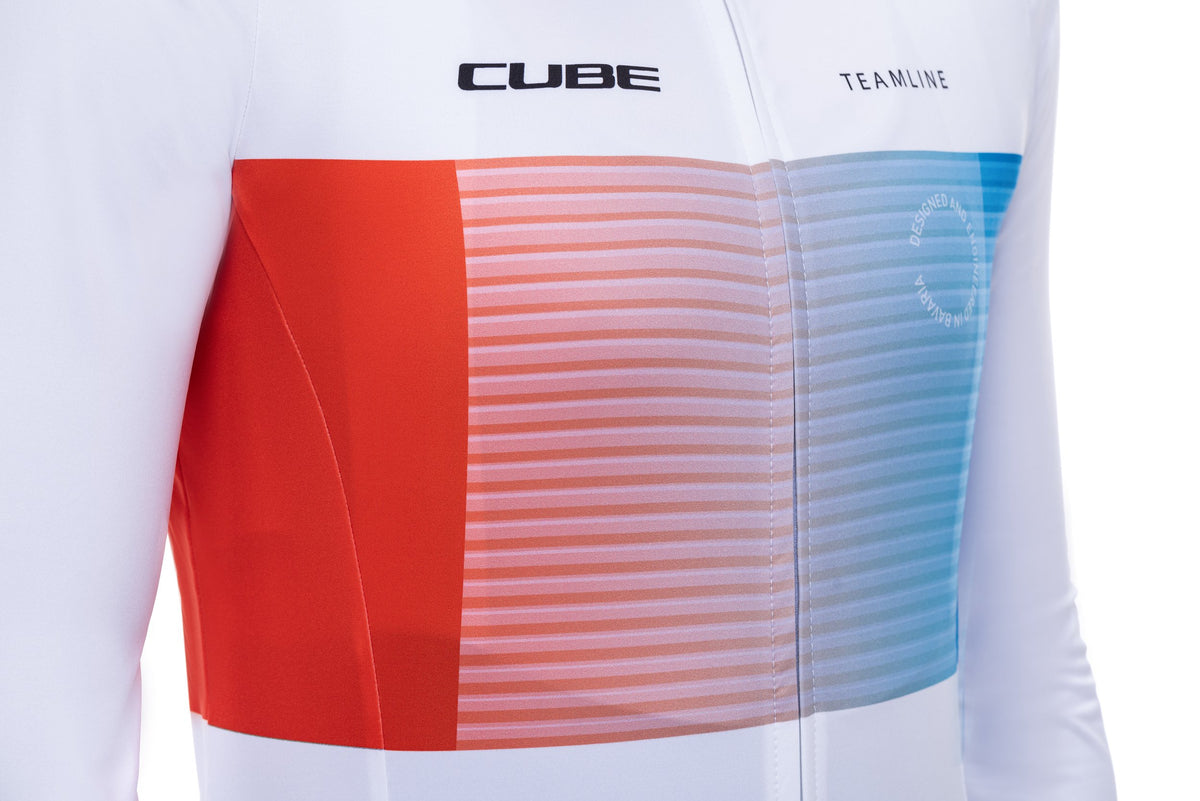 Tricou CUBE Teamline WS L/S White/Blue/Red
