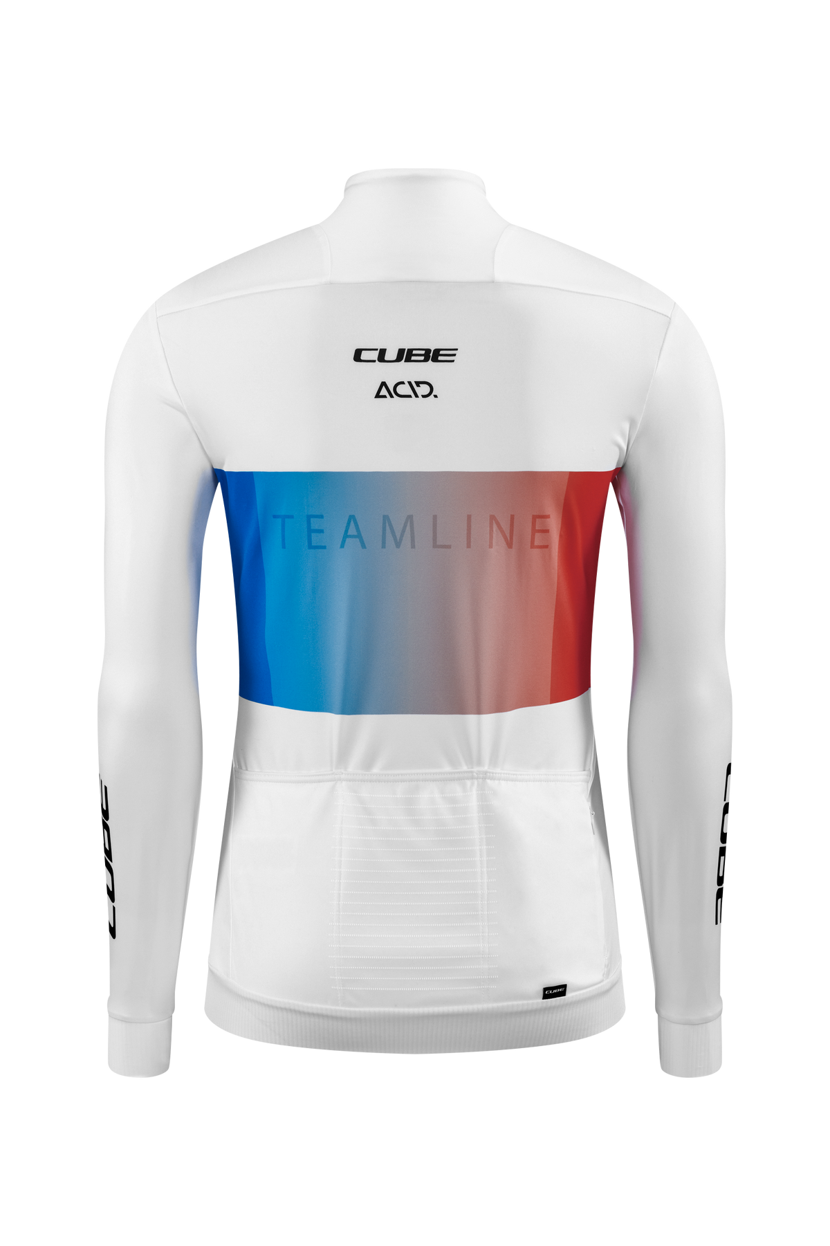 Tricou CUBE Teamline WS L/S White/Blue/Red