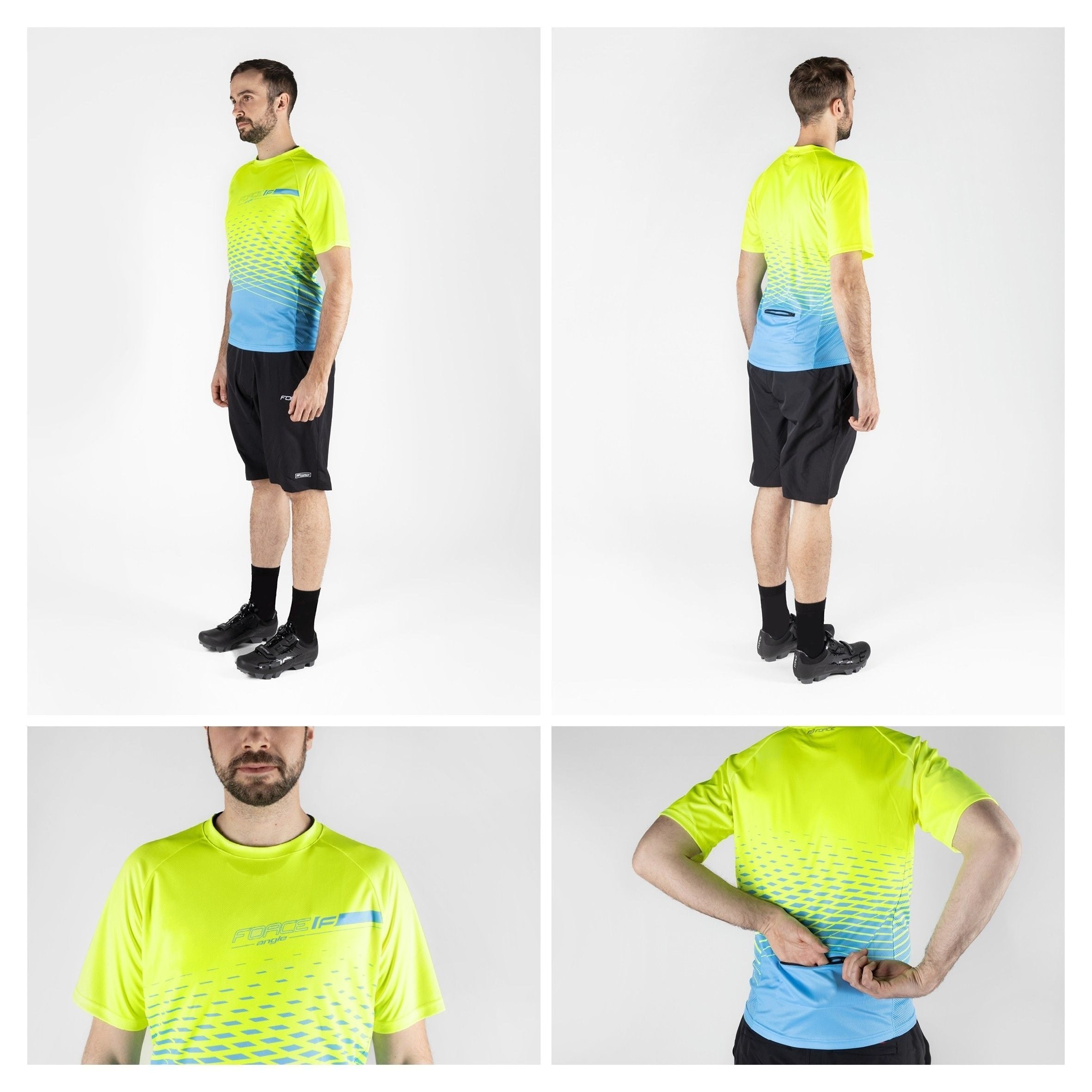 tricou maneca scurta force mtb angle albastru fluo 3xl 2